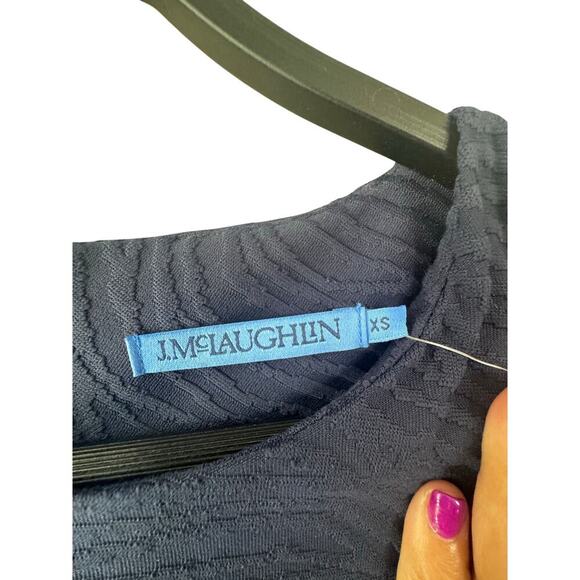 J.McLaughlin Sophia Dress Navy Radio Waves Jacquard Size XS 3/4 Sleeve NWT - Picture 4 of 6